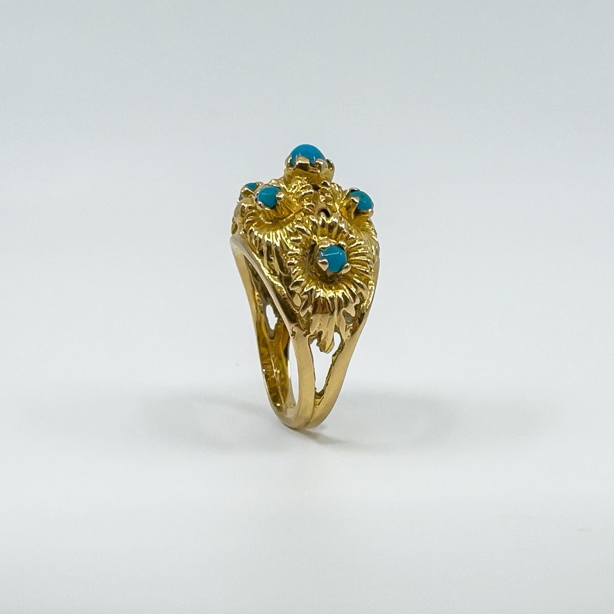 Vintage 14ct Gold Turquoise Ring Size J