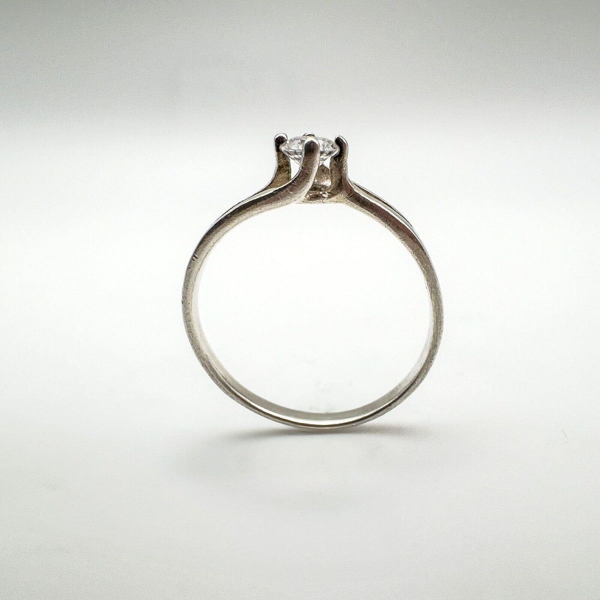 0.15ct CZ Solitaire Ring Sterling Silver Size O - P Engagement Stacking