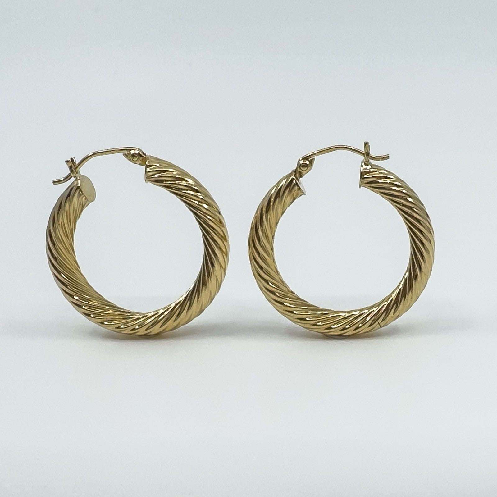 Large Vintage Chunky Twisted 9ct Gold Hoop Earrings 1991