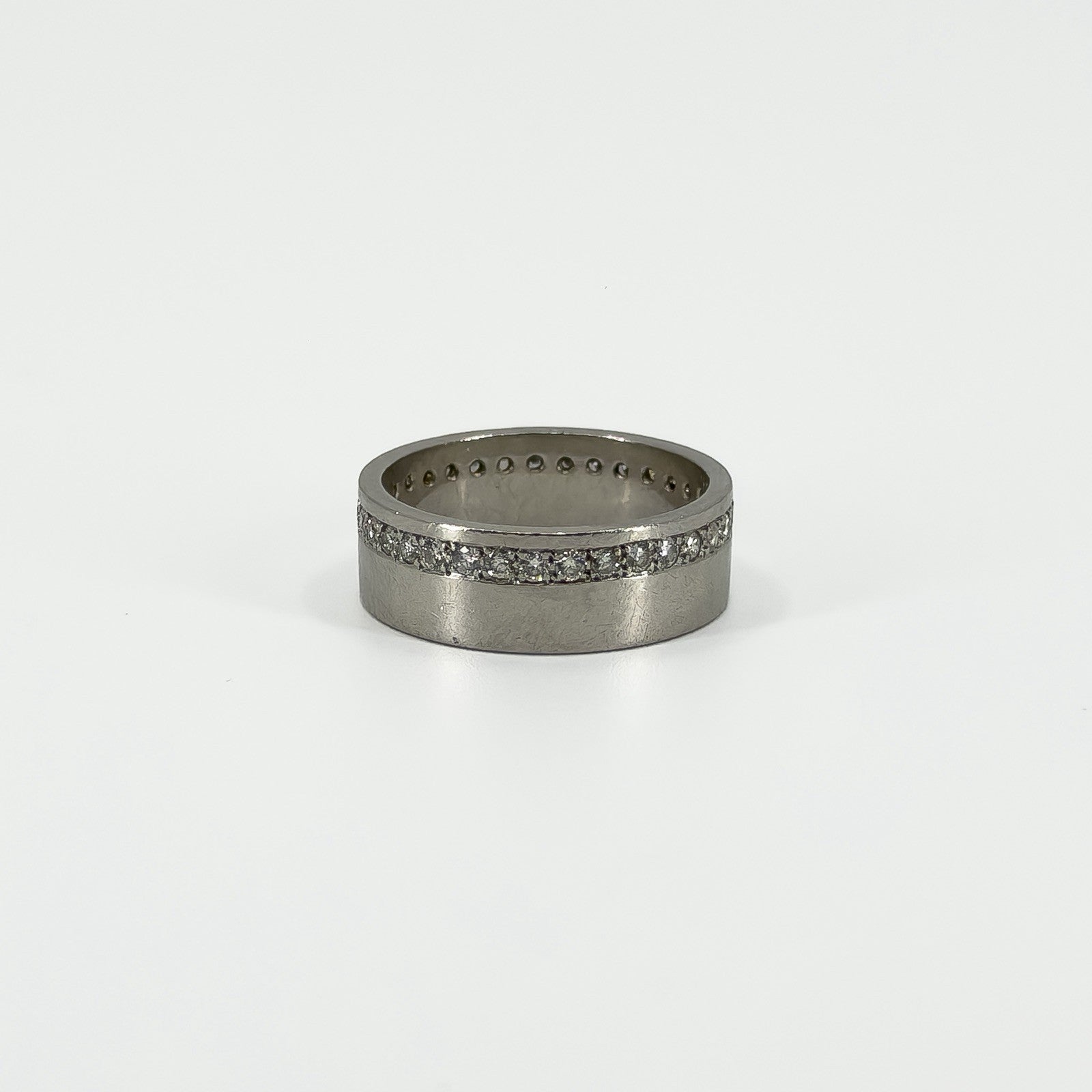 Chunky Wide 6.8mm Platinum Diamond Full Eternity Band / Ring 950 Size O (2007)
