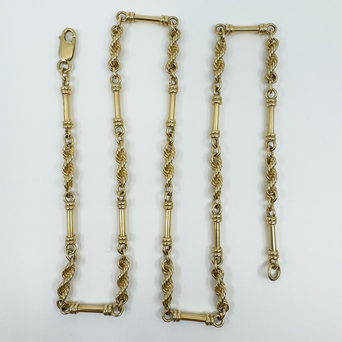 Vintage 9ct Gold 24” Bar & Twisted Links Chain / Necklace 37.5g Fancy Link 1992
