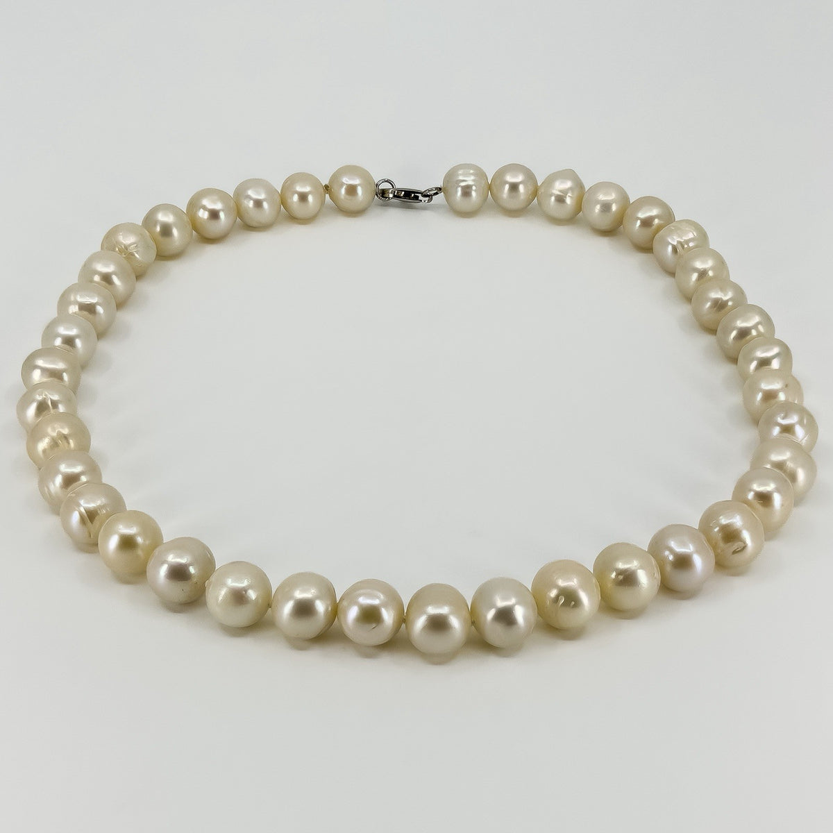 Sterling Silver Chunky White 11.7mm Baroque Freshwater Pearl 17.5" Necklace 925