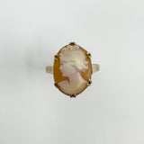 Vintage 9ct Gold Large Chunky Carved Cameo Ring 375 Size P