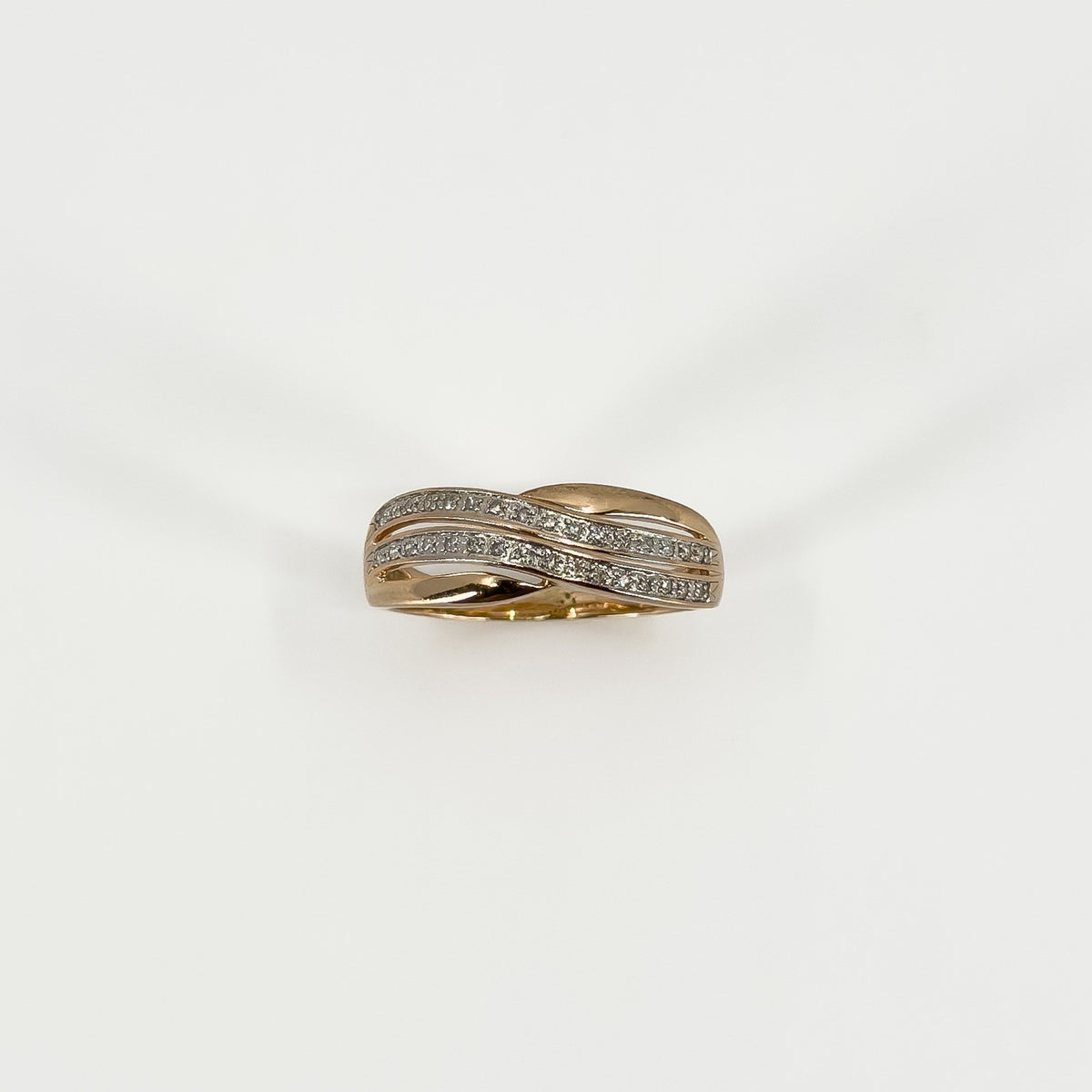 9ct - 10ct Rose Gold Diamond Band / Ring 375 Size P
