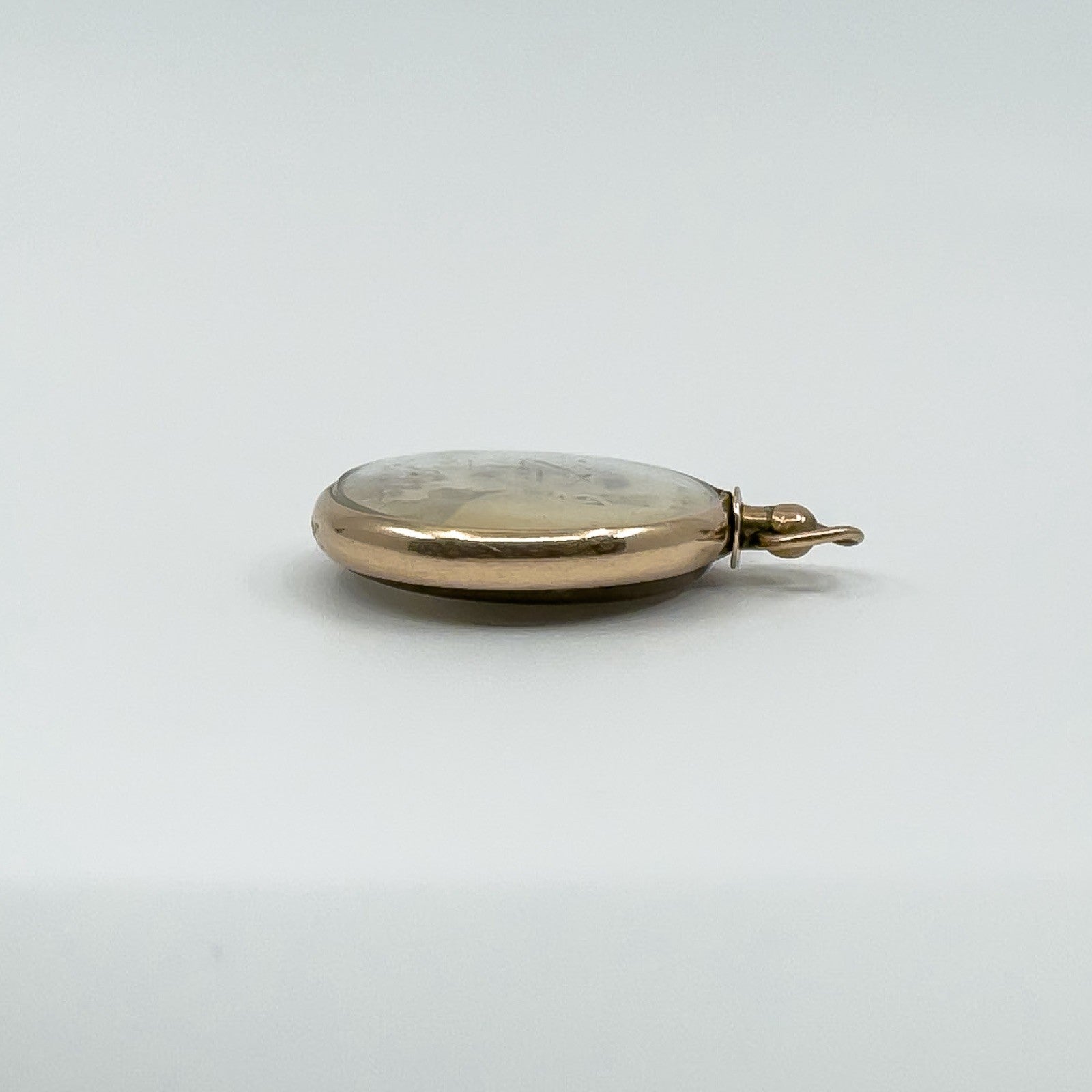 Antique 9ct Rose Gold Small Double Sided Glass Locket (Chester 1900)