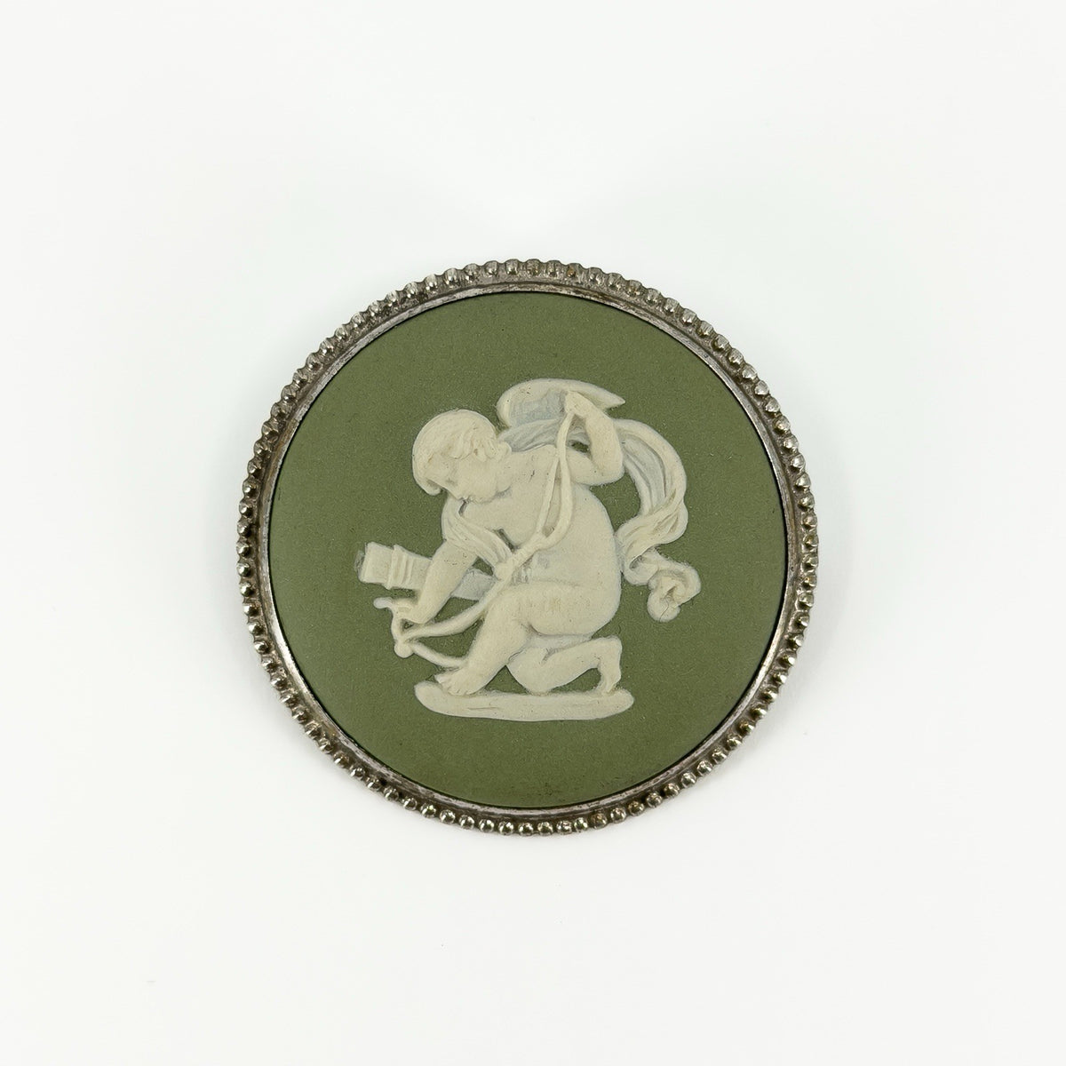 Vintage Sterling Silver Wedgewood Cupid Cherub Jasper Ware Cameo Brooch 925