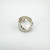 Modernist Snake Ring / Half Hammered Crossover Band in Sterling Silver Size L