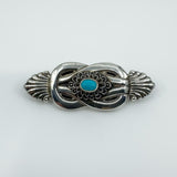 Large Chunky Vintage Sterling Silver Turquoise Brooch 925 Heavy 16g