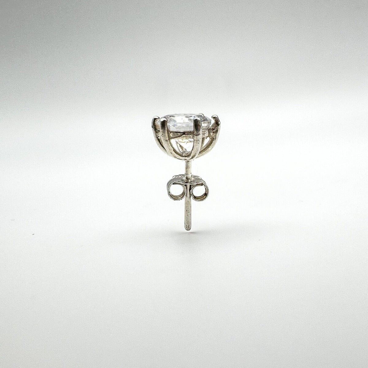 1ct CZ Solitaire Single Stud Earring in Sterling Silver 925