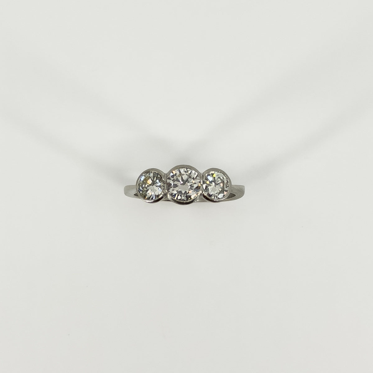 Vintage Platinum 1.60ct Diamond Trilogy Ring 950 Size L