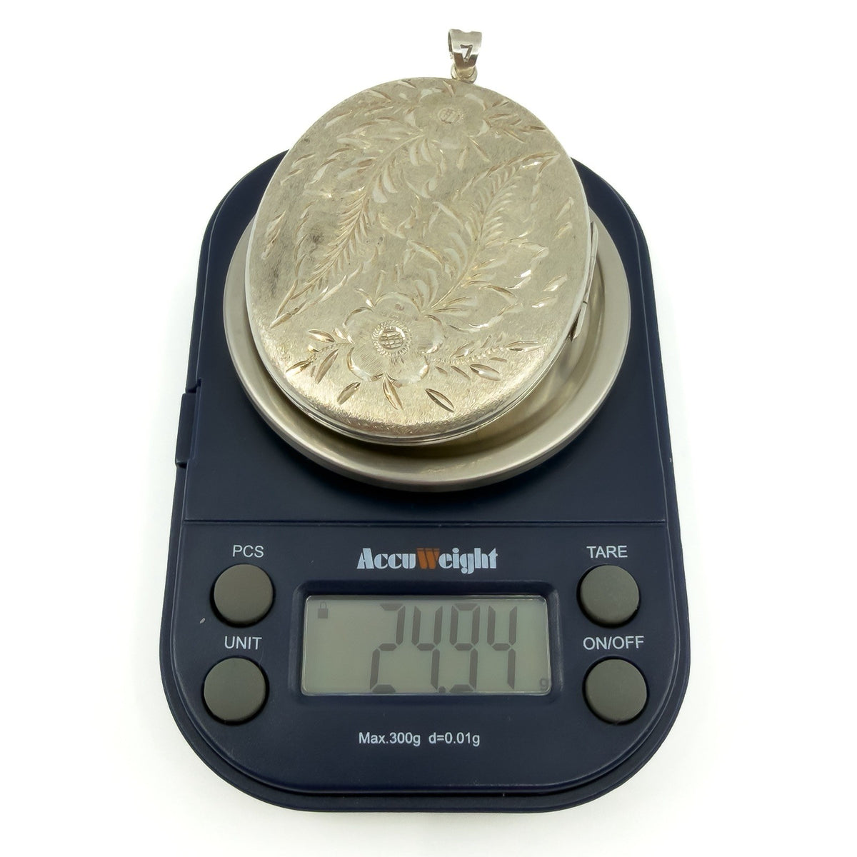Large Vintage Sterling Silver Oval Floral Engraved Locket 925 (Birm 1973)