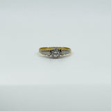 Vintage 18ct Gold & Platinum 0.20ct Diamond Solitaire Ring 750 Size N