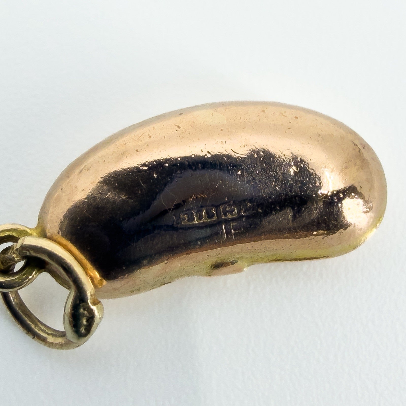 Tiny Antique 9ct Gold Rose Gold Lucky Bean Pendant / Charm 375