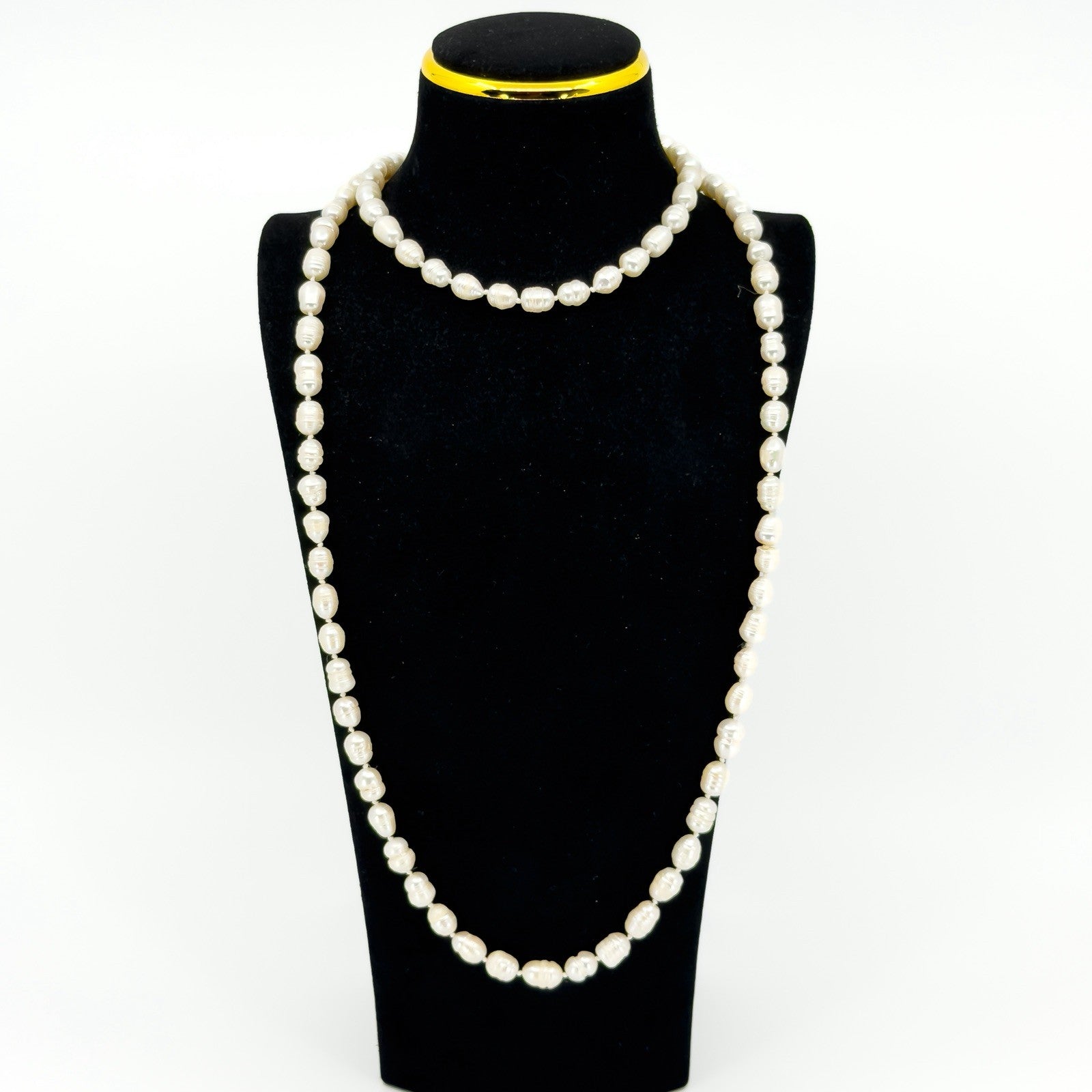 Extra Long Chunky Freshwater White Pearl 42" Necklace