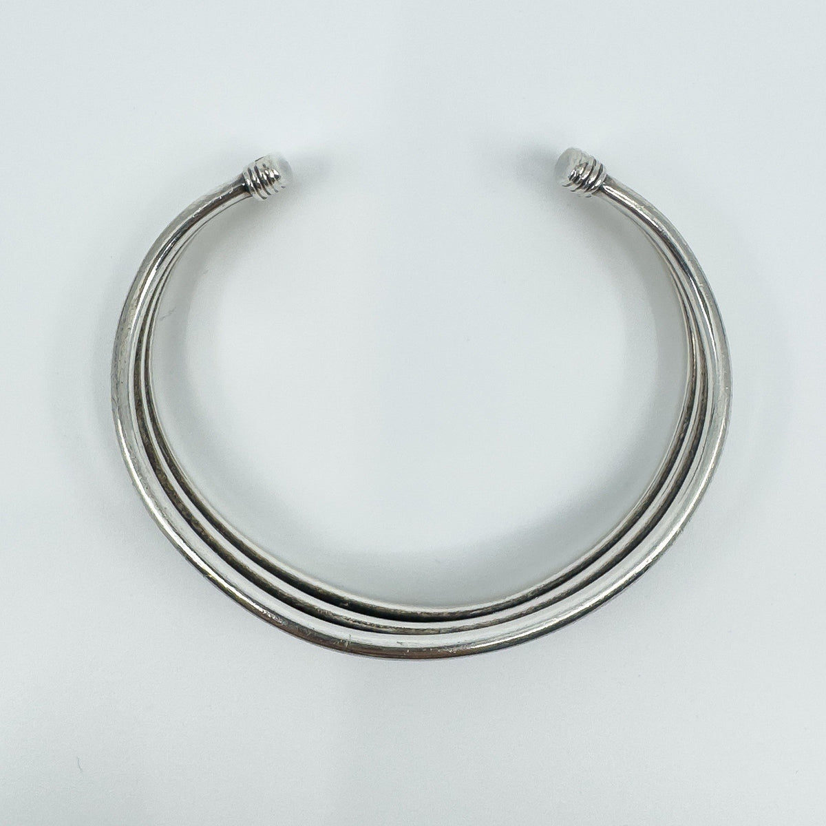 Vintage Sterling Silver Chunky Oval Trilogy Torque Bangle / Bracelet 925 29g