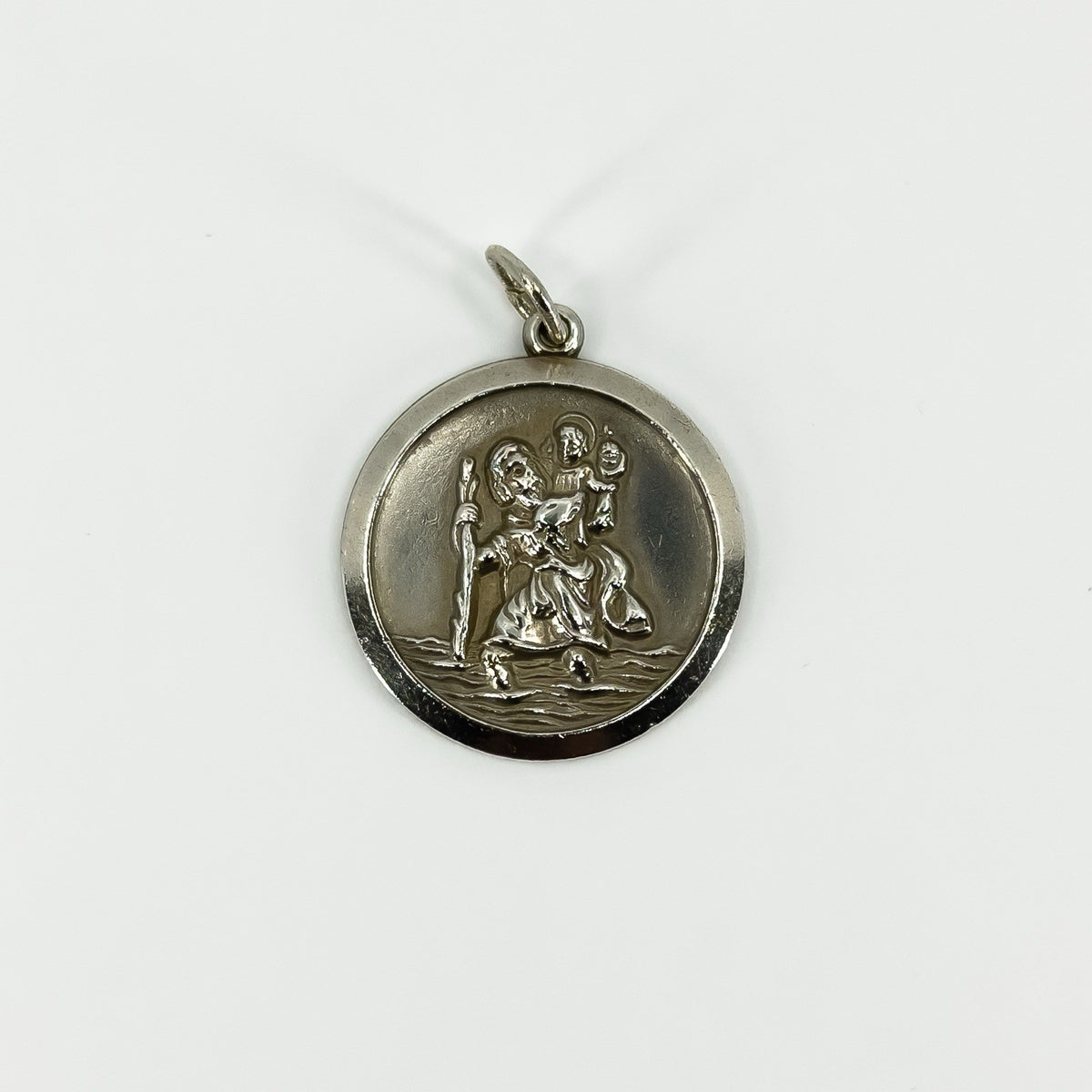Large Vintage 1969 Sterling Silver St. Christopher Pendant 925 by Georg Jensen
