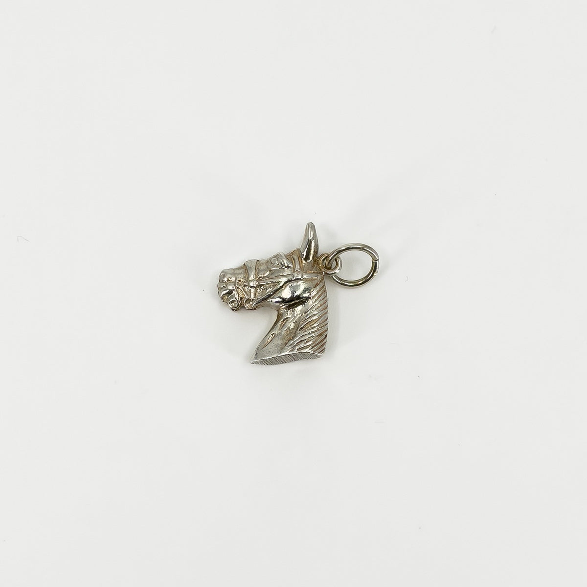 Chunky Vintage Sterling Silver Horse Head Charm / Pendant 925