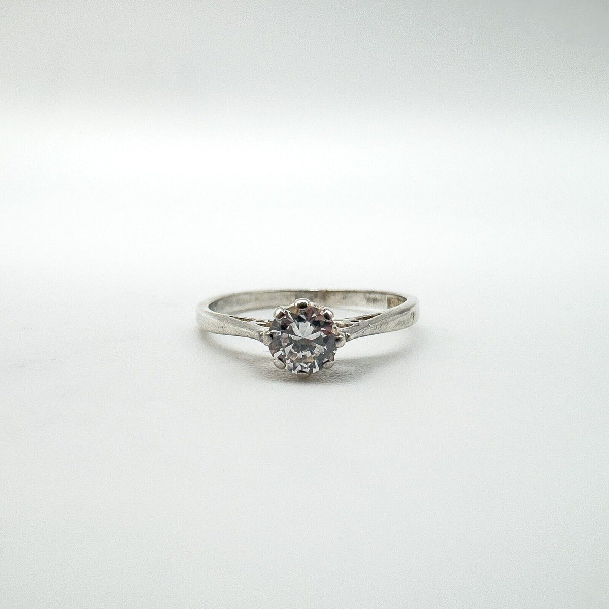 Vintage 0.25ct CZ Solitaire Ring in Sterling Silver Size L - M