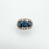 Antique 18ct Gold1.80ct Trilogy Sapphire & Rose Cut Diamond Ring Size R - S