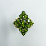 9ct Yellow Gold Green Tourmaline Cluster Ring 375 Size K