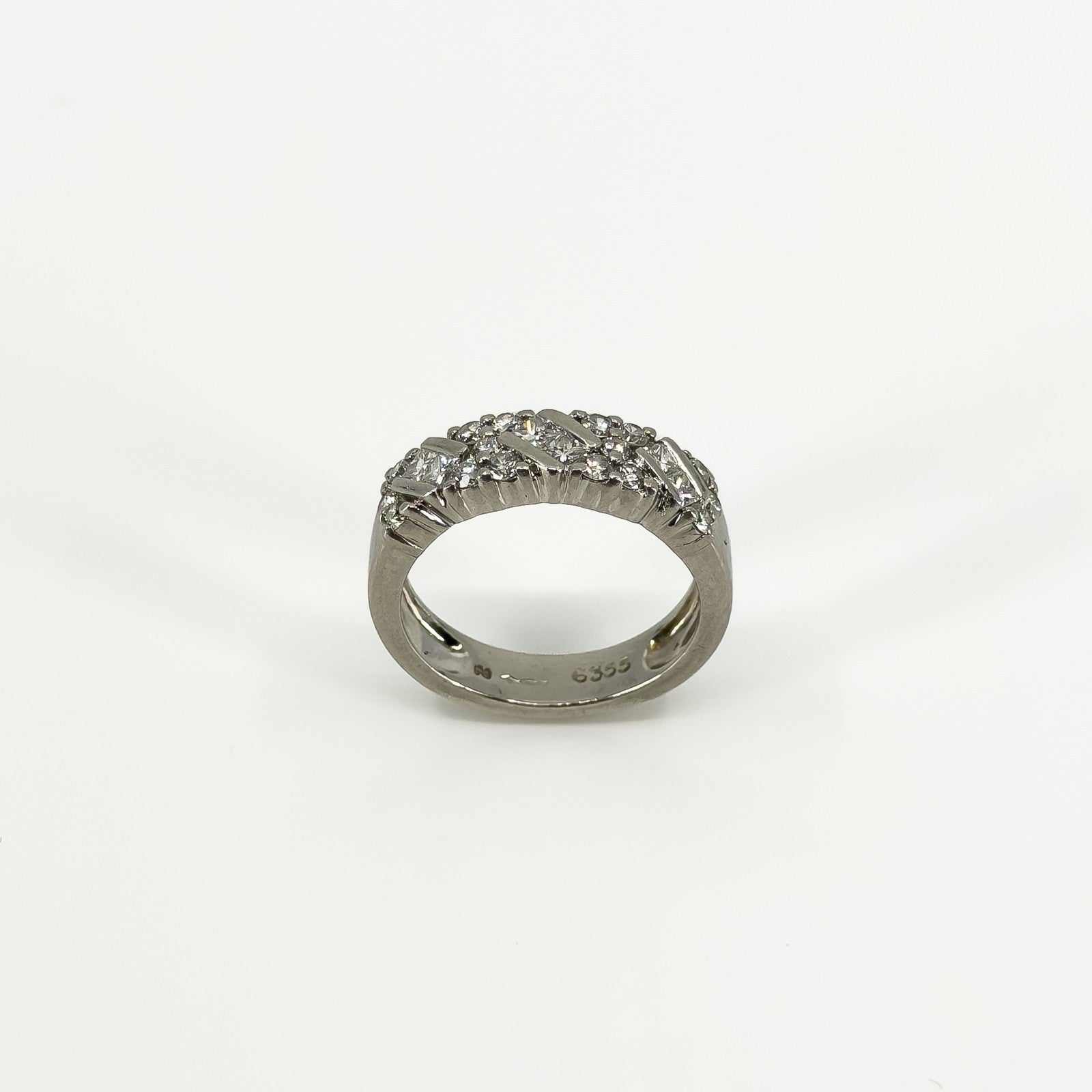 Wide Chunky Platinum Diamond Band / Ring 950 Size L - M