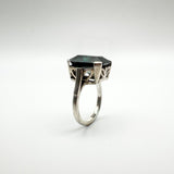 Large Green 6ct CZ Emerald Solitaire Ring in Sterling Silver 925 Size L - M