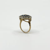 Antique Edwardian 14ct Gold Rose Cut Diamond & Sapphire Bombe Ring 585 Size O P