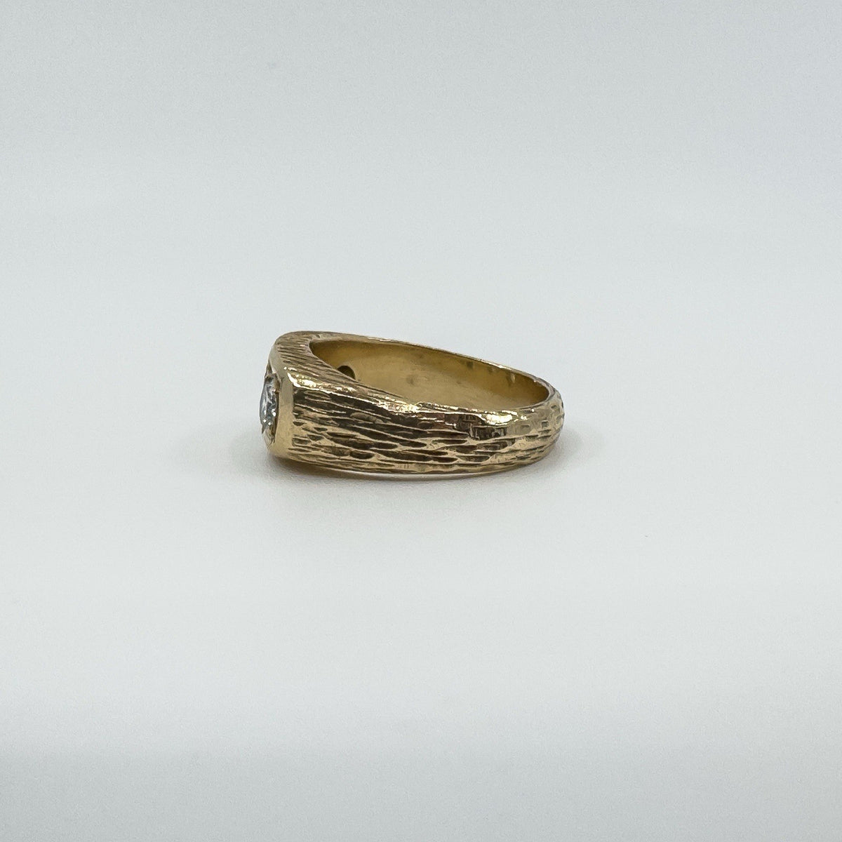 Chunky Vintage 9ct Gold 1.30ct Starburst Diamond Trilogy Ring Gypsy Band Size U