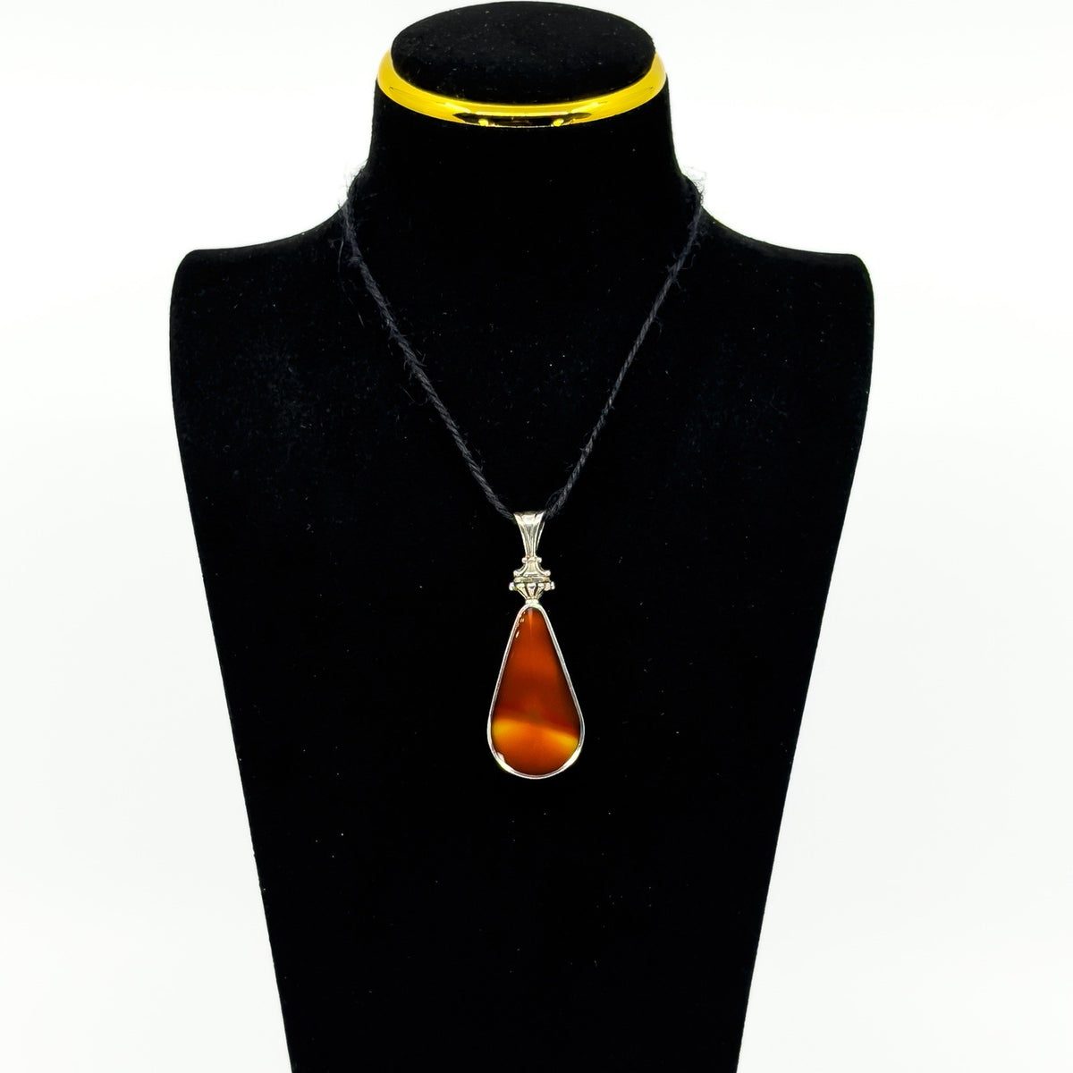Large Chunky Vintage Blue & Brown Banded Agate Pendant 925 by David Scott Walker