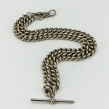 Heavy Chunky Sterling Silver 18.5" Albert Curb Chain & T-Bar Pendant 925