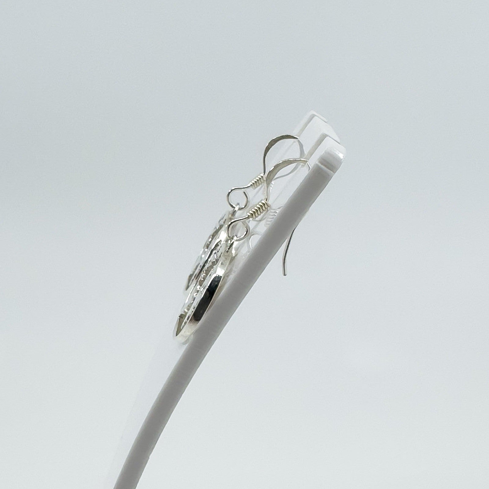 New World Map Earrings on Shepherd Hooks in Sterling Silver 925