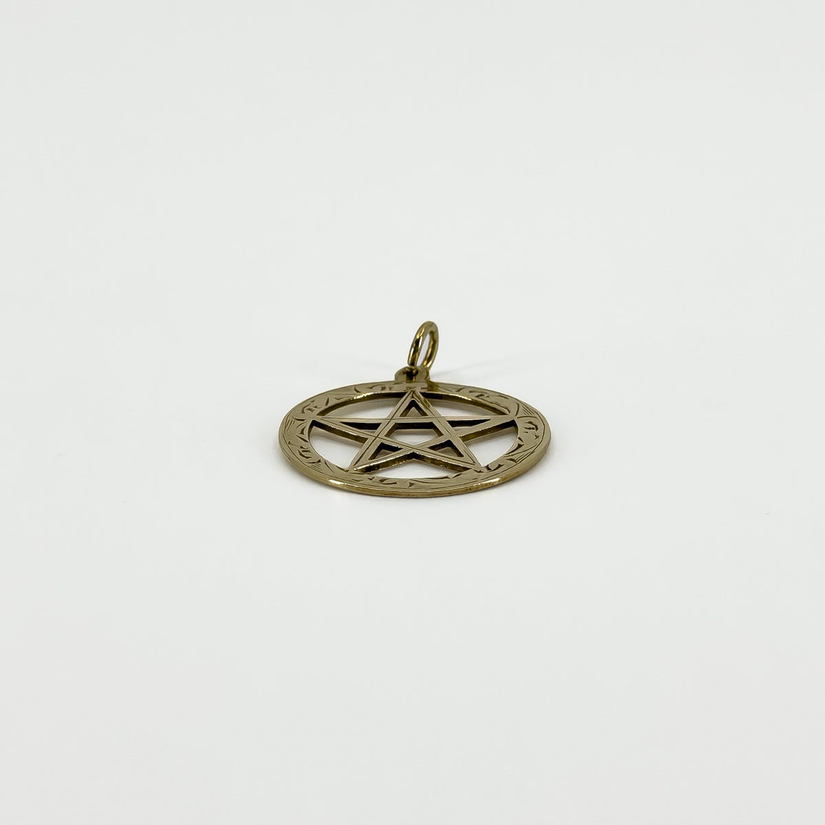 Vintage 9ct Rose Gold Engraved Pentagram / Pentacle Pendant 375 (Birm 1973)