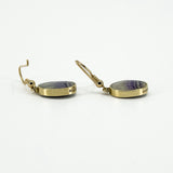 Vintage 9ct Gold Fob Earrings Blue John & Black Onyx 375 by David Scott Walker