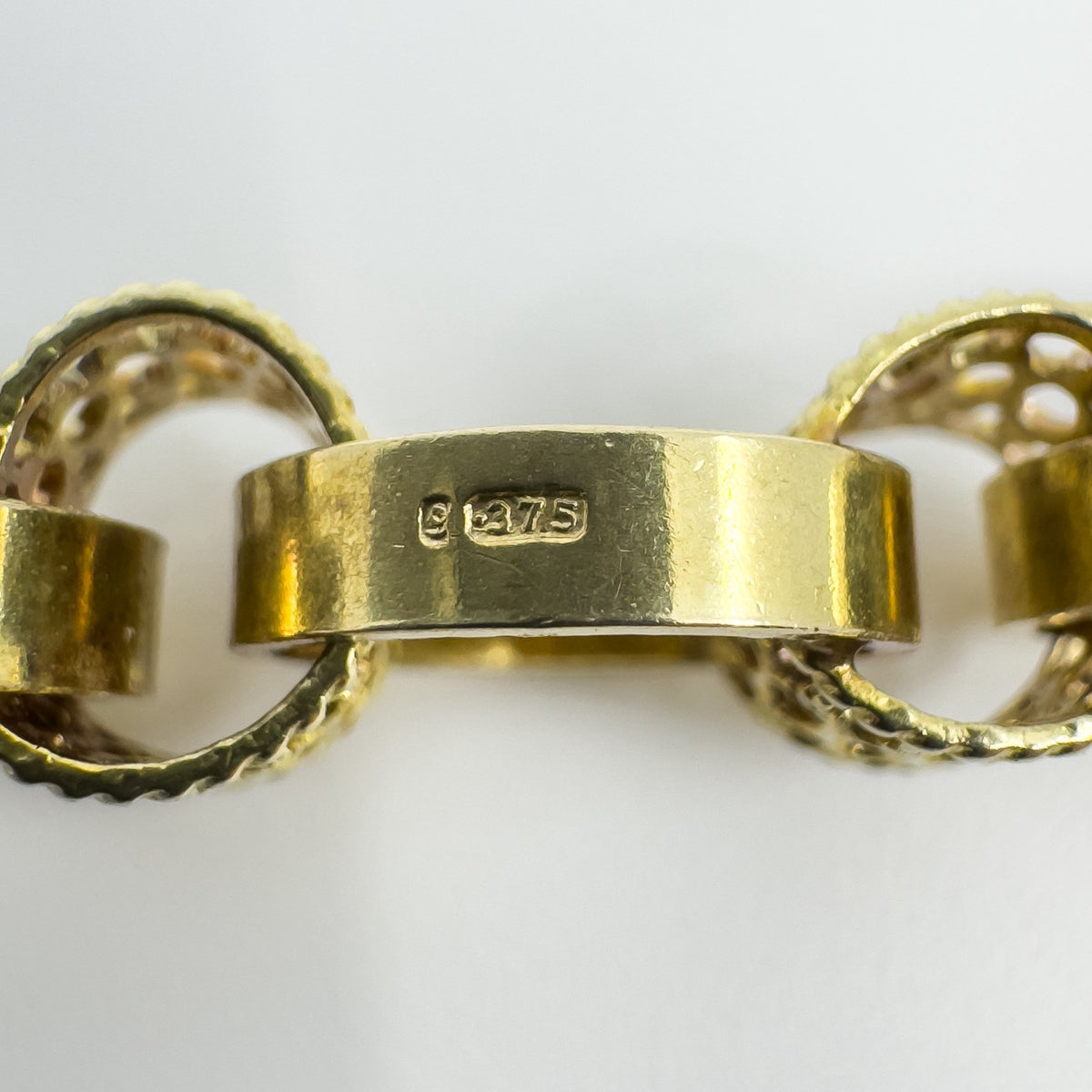 Vintage 9ct Gold Chunky Fancy Links 8” Bracelet 375 (London 1974) 14g