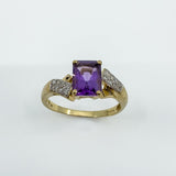 Vintage 9ct Gold 1.75ct Diamond & Amethyst Ring 375 Size R 2004