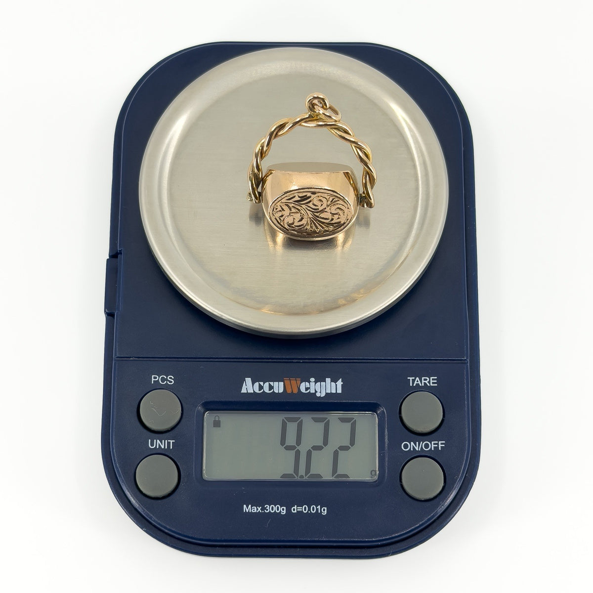 Vintage 9ct Rose Gold Double 3 Sided Spinning Engraved Fob 375 (Birm 1995)