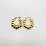 New & Unworn 9ct Gold Vintage Creole Hexagonal Chunky Hoop Earrings