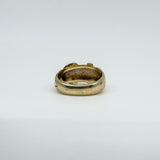 Vintage Chunky 9ct Gold Floral Engraved Buckle Ring 375 Size O 6.2g