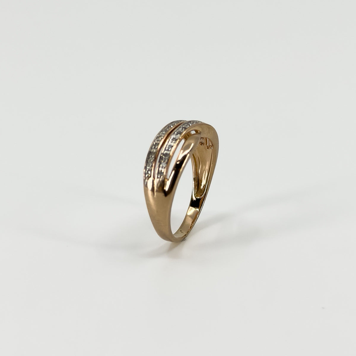 9ct - 10ct Rose Gold Diamond Band / Ring 375 Size P