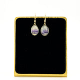 Vintage 9ct Gold Fob Earrings Blue John & Black Onyx 375 by David Scott Walker