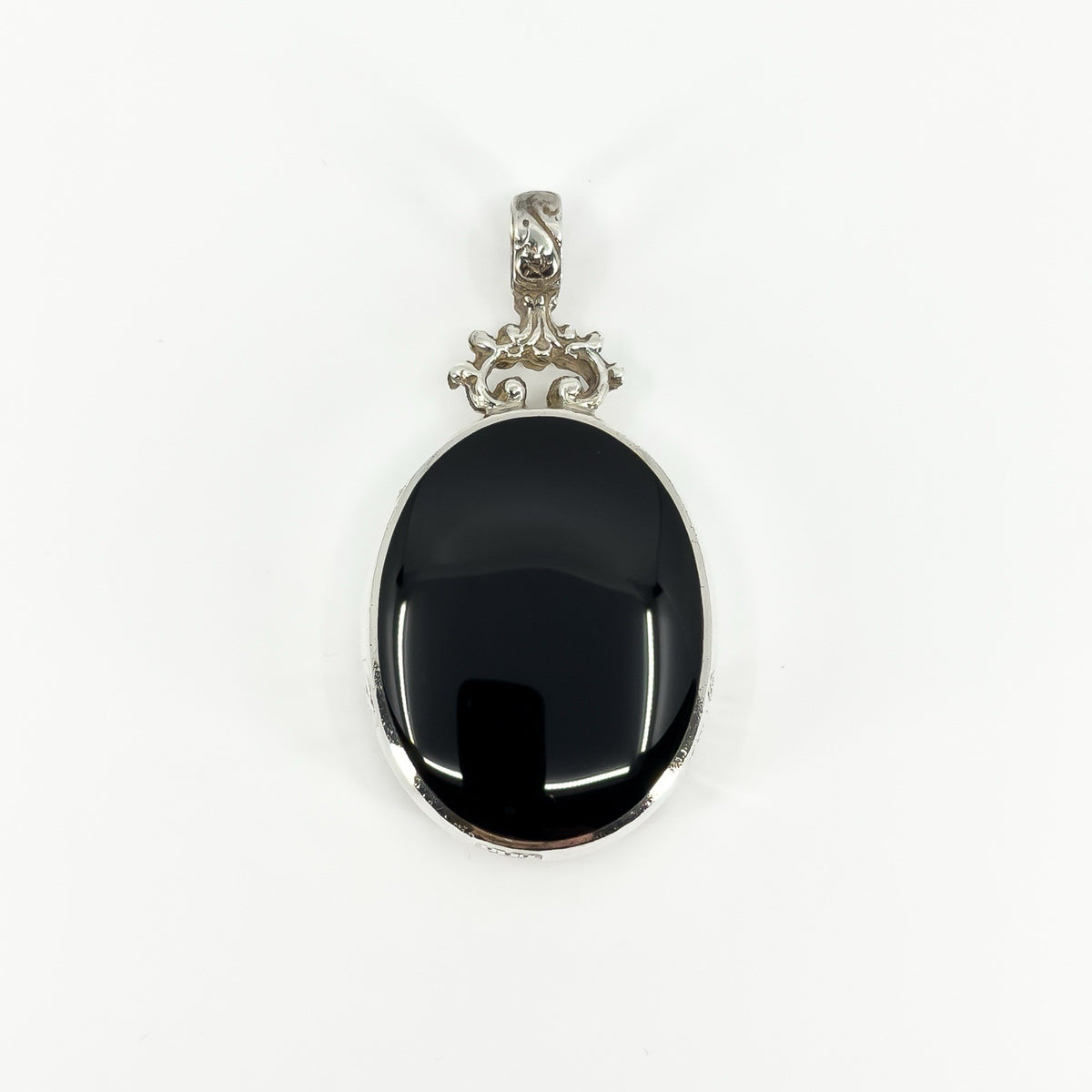 Chunky Vintage Double Sided Black Onyx & MOP Pendant 925 by David Scott Walker