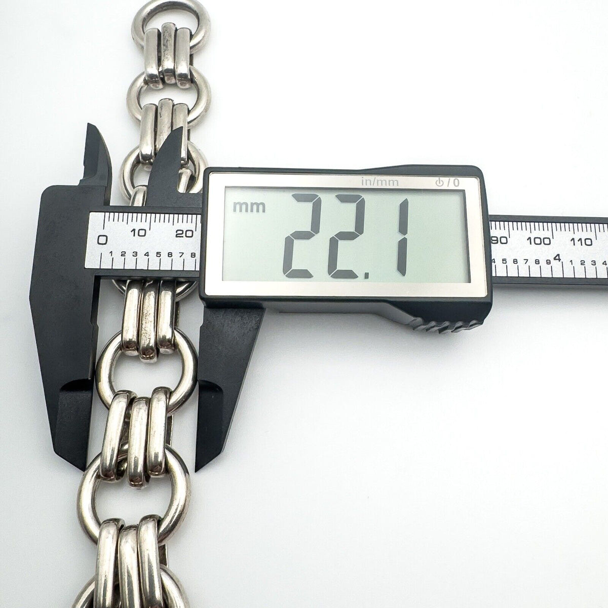 Wide Chunky Links & Hoops T-Bar Bracelet in Sterling Silver 925 Heavy 85g Unisex