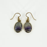 Vintage 9ct Gold Fob Earrings Blue John & Black Onyx 375 by David Scott Walker