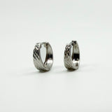 9ct White Gold Small Diamond Cut Huggie Hoop Earrings 375