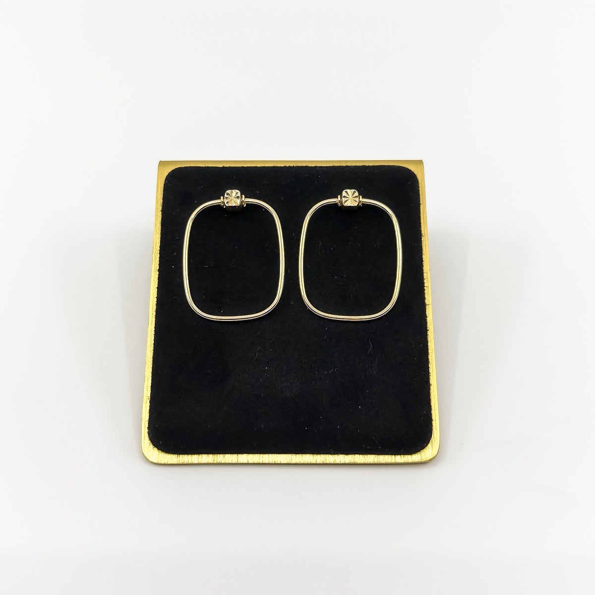 Unusual Large Rectangular 9ct Gold Hoop Earrings 375