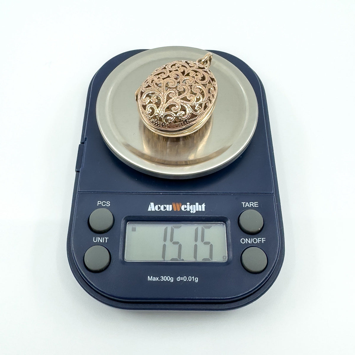 Vintage 9ct Rose Gold Large Chunky Oval Engraved Open Work Locket Pendant 375