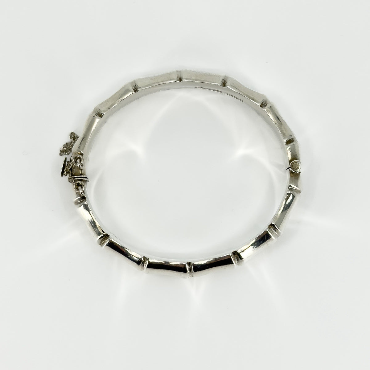 Chunky Vintage Sterling Silver Bamboo Bangle / Bracelet 925 (Birm 1976)