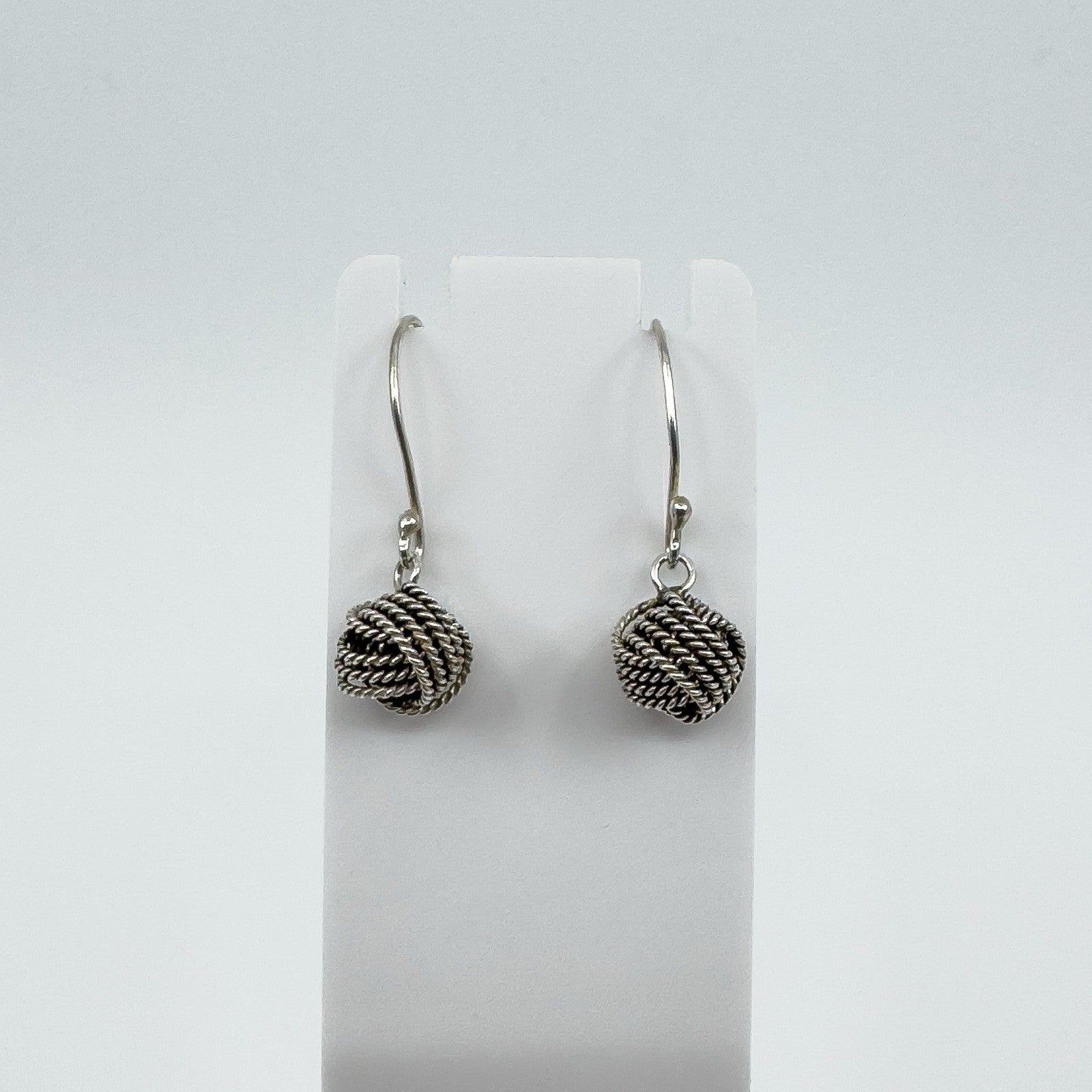Sterling Silver Lovers Knot Drop Earrings on Shepherd Hooks 925