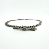 Antique Edwardian Sterling Silver 13.8" Albert Chain & T-Bar Pendant 925 (1901)
