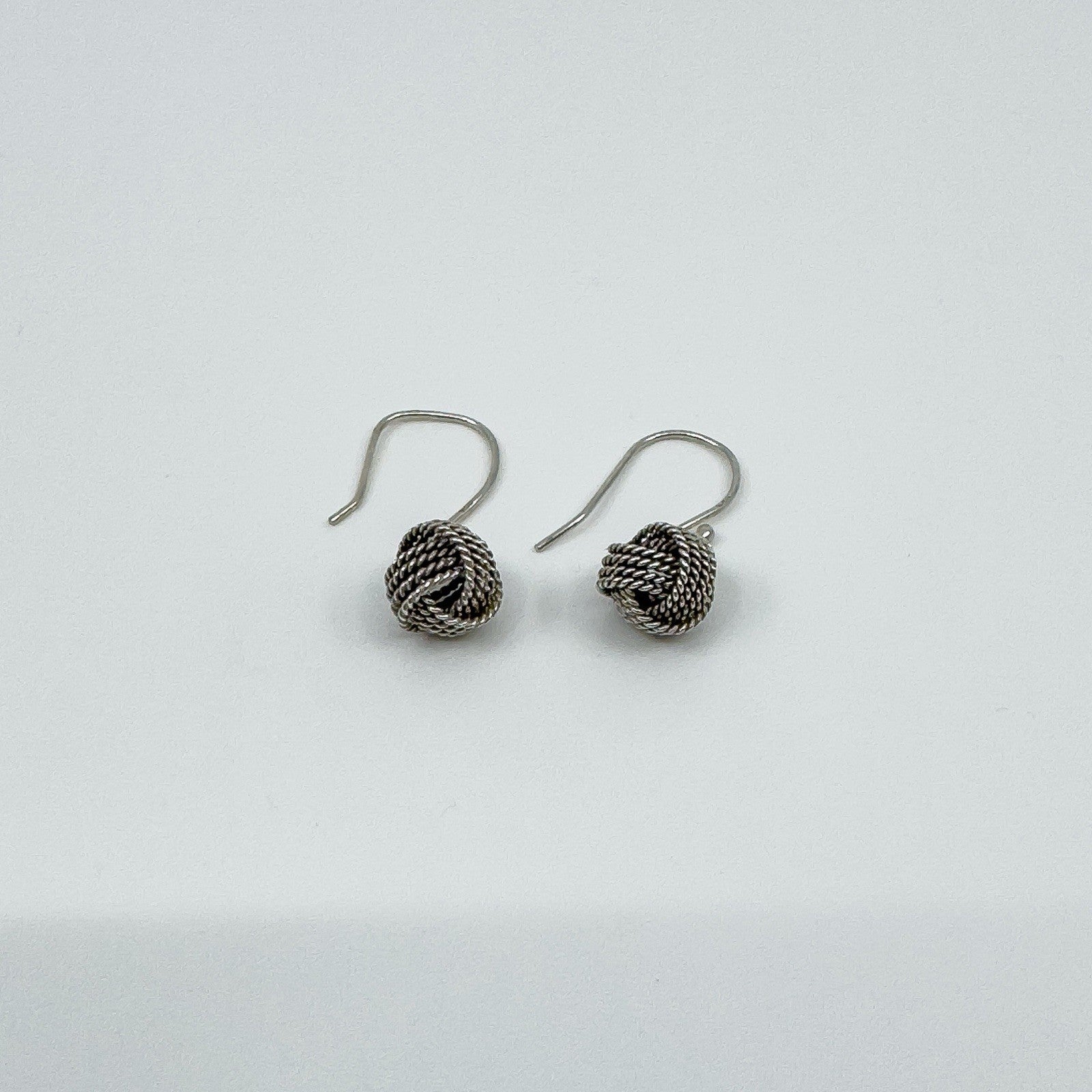 Sterling Silver Lovers Knot Drop Earrings on Shepherd Hooks 925